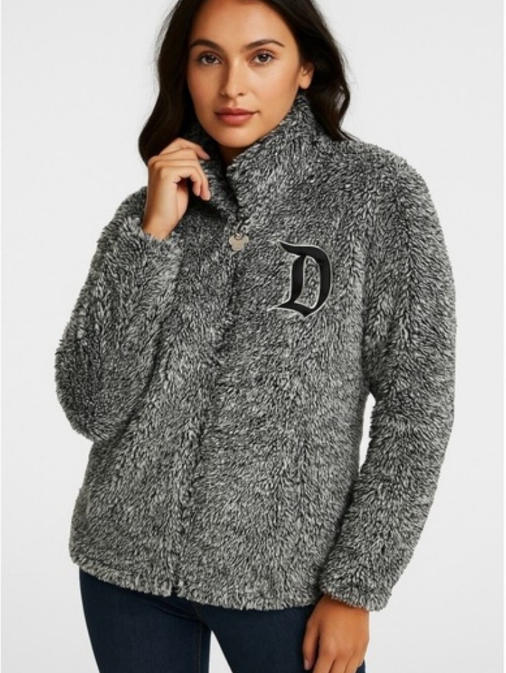 Disney Parks Sherpa Fleece Zip Up Jacket In Marled Gray
